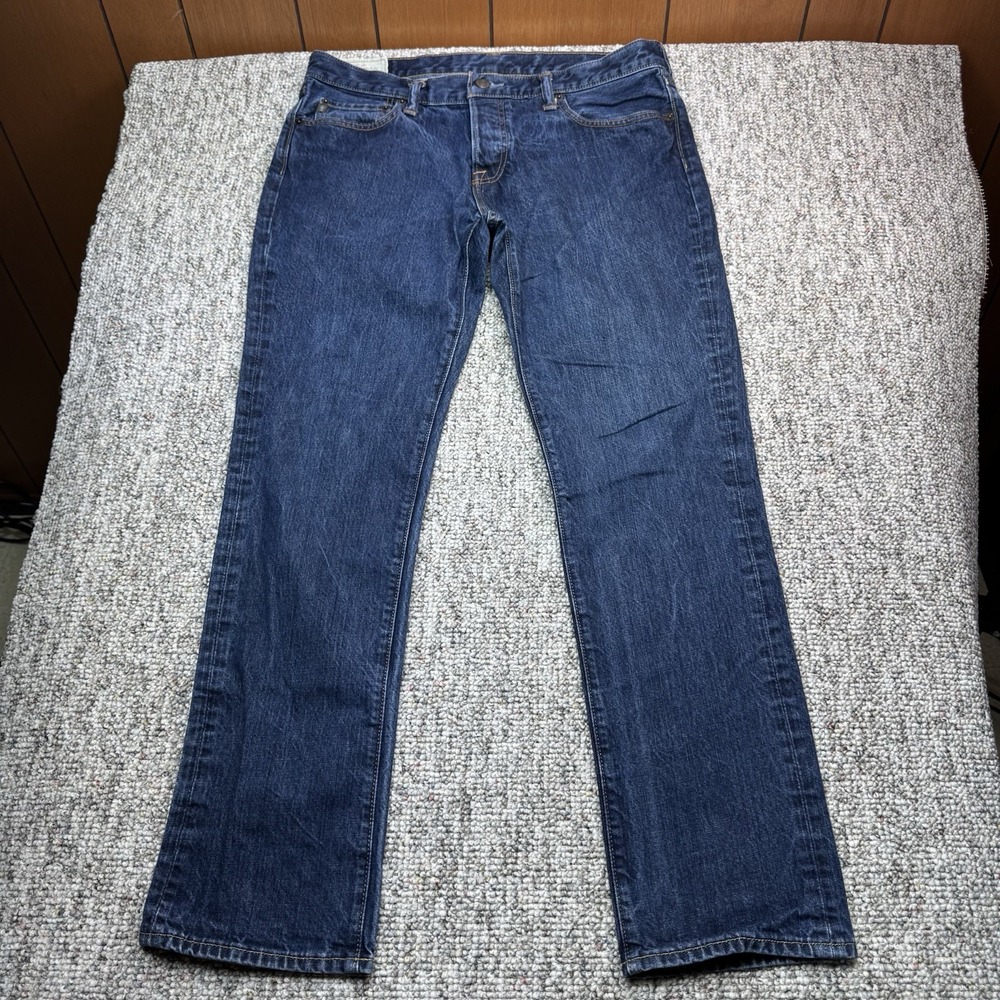 Abercrombie Fitch Jeans Mens 36x32 Slim Straight Button Fly Blue Denim Y2K